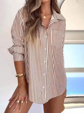 Leisure And Elegant Striped Long Sleeve Shirt For Commuting